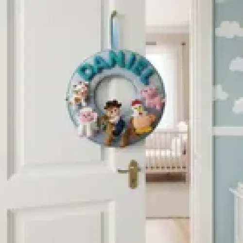 Porta maternidade Menino Fazendinha feltro