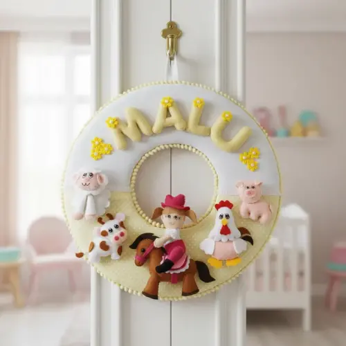 Porta maternidade Menina fazendinha