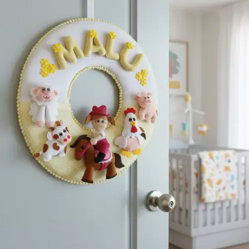 Porta maternidade Menina fazendinha