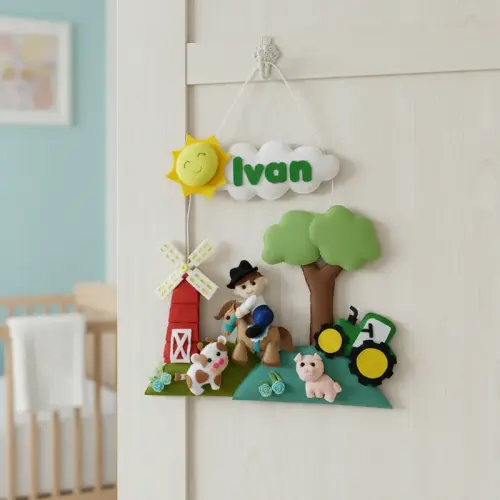 Porta maternidade Fazendinha feltro