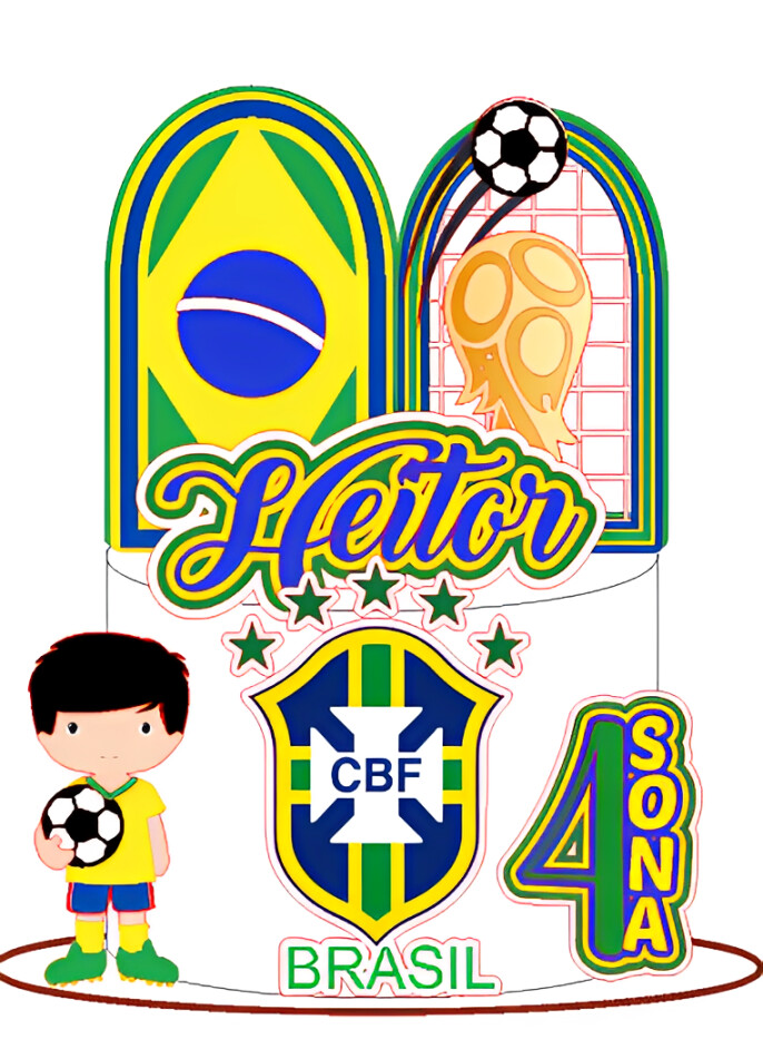 TOPO DE BOLO  FUTEBOL MENINO HEITOR