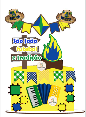 TOPO DE BOLO  SÃO JOÃO,  SANFONA E FUTEBOL
