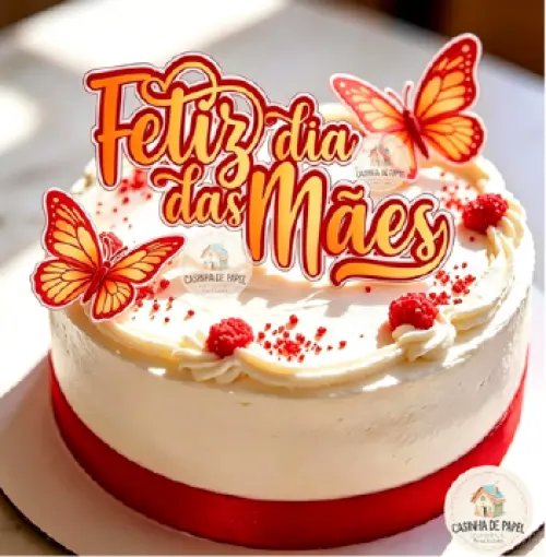 TOPO FELIZ DIA DAS MÃES E  BORBOLETAS