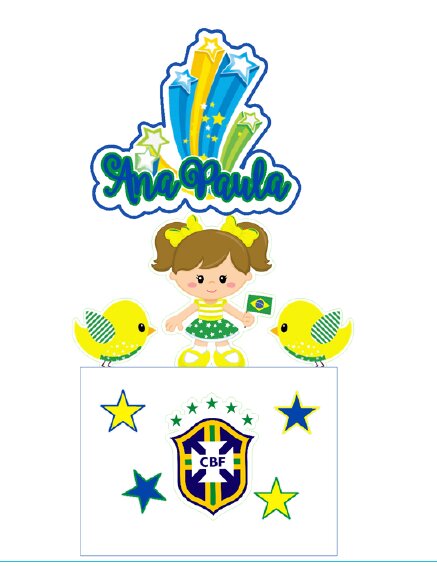 TOPO DE BOLO  FUTEBOL , MENINA BRASIL