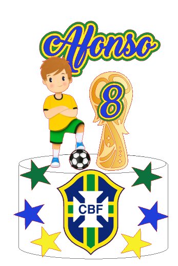TOPO DE BOLO  FUTEBOL MENINO AFONSO,TROFÉU