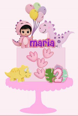 TOPO DE BOLO  DINO BABY ROSA