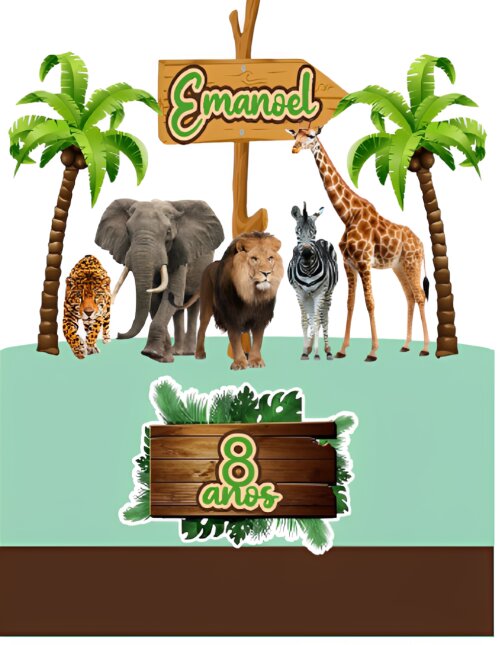 TOPO DE BOLO ANIMAIS SELVAGEM ,SAFARI