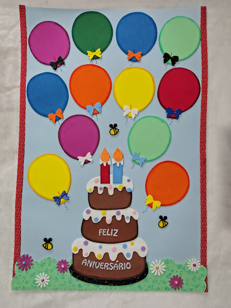Painel escolar dos aniversários em eva