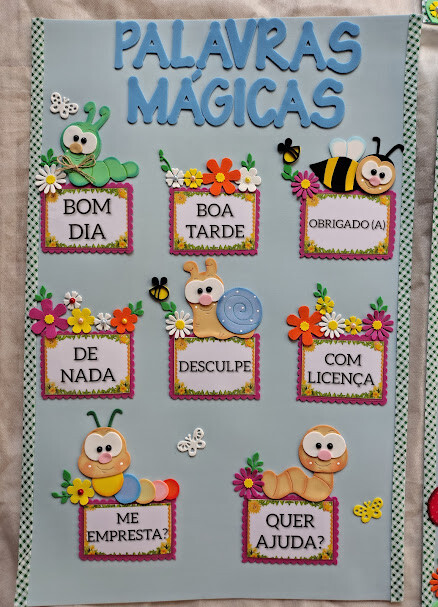 Kit de painéis escolares no tema Animais de Jardim em eva