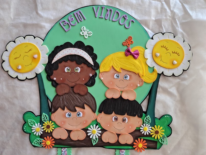 Cartaz de Bem-vindos no tema crianças