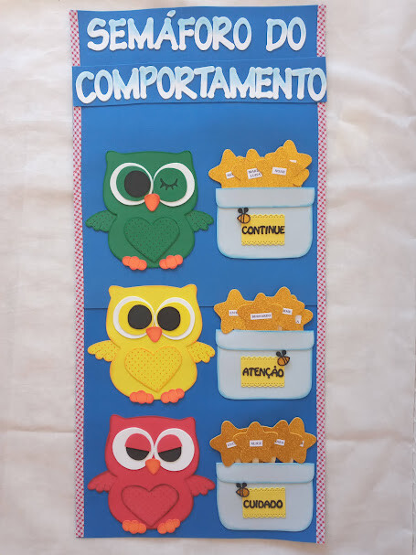 Cartaz Semáforo do comportamento no tema coruja