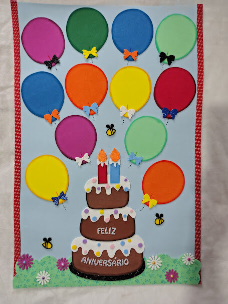 Painel escolar dos aniversários em eva