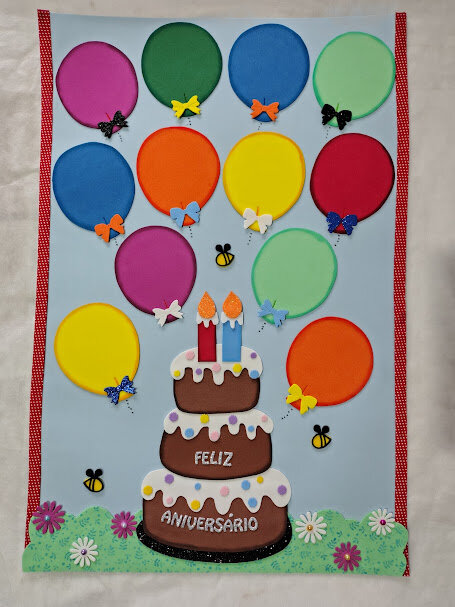 Painel escolar dos aniversários em eva