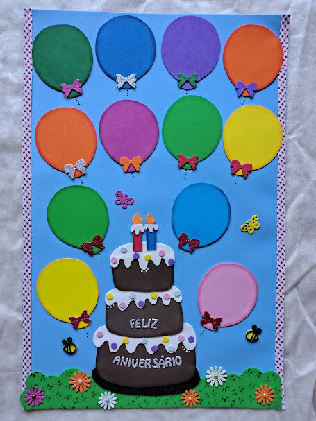 Painel escolar dos aniversários em eva