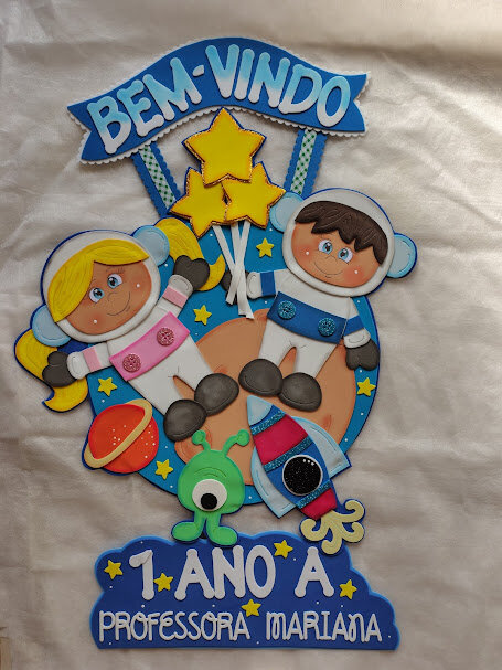 Cartaz de bem-vindos no tema Astronautas em eva