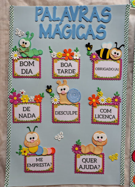 Kit de painéis escolares no tema Animais de Jardim em eva