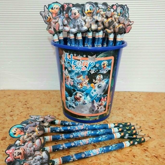 40 Lápis Personalizado - Turma do Mickey Astronauta