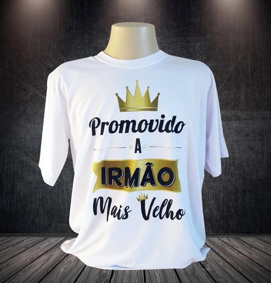 Camiseta Branca Personalizada Promovido a Irmão Mais Velho