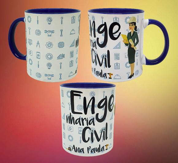 Caneca Azul Escuro Profissão Carreira Engenharia Civil