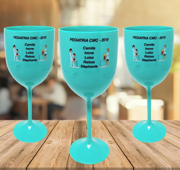 10 Taças Azul de Vinho Acrílico Pediatra Pediatria