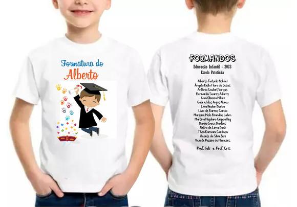 Camiseta Branca Infantil Frente Costas Formatura Escolar