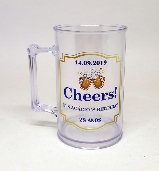 15 Canecas Acrílico Chopp Personalizado Cheers Aniversário