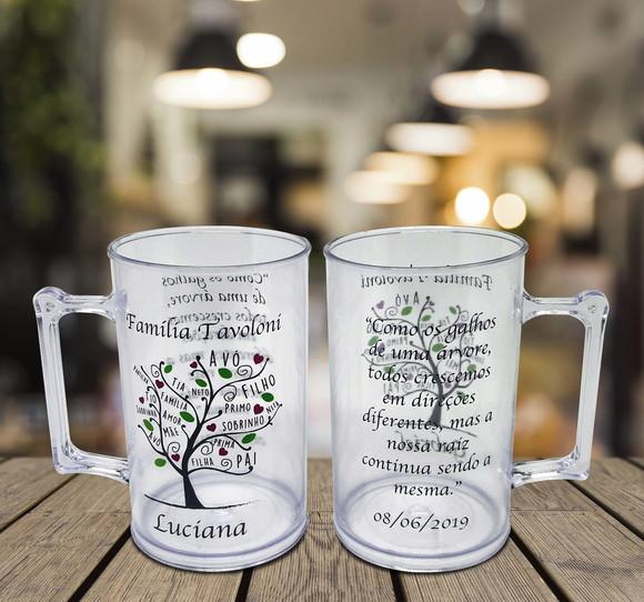 15 Caneca Acrílico Cerveja Casamento Árvore Genealógica