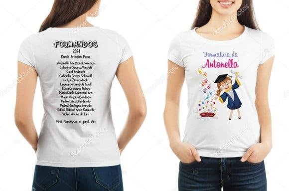 Camiseta Branca Infantil Frente Costas Formatura Escolar
