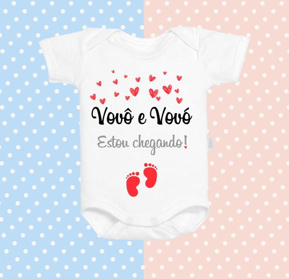 Body Baby Branco Corações Vovó e Vovô Estou Chegando!
