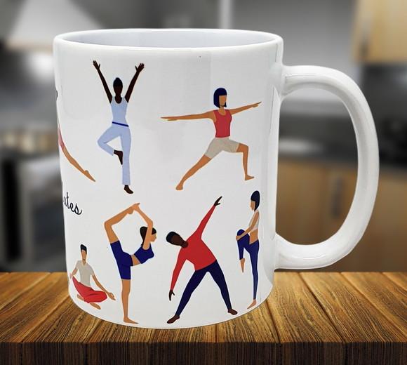 Caneca Branca Personalizada Eu Amo Pilates Exercícios