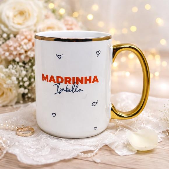 Canecas Borda Dourada Imperial Madrinha Padrinho Casamentos