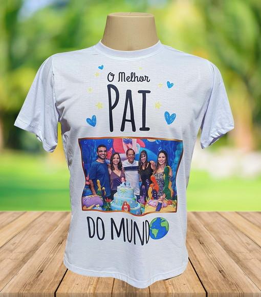 Camiseta Branca Personalizada o Melhor Pai do Mundo com Foto