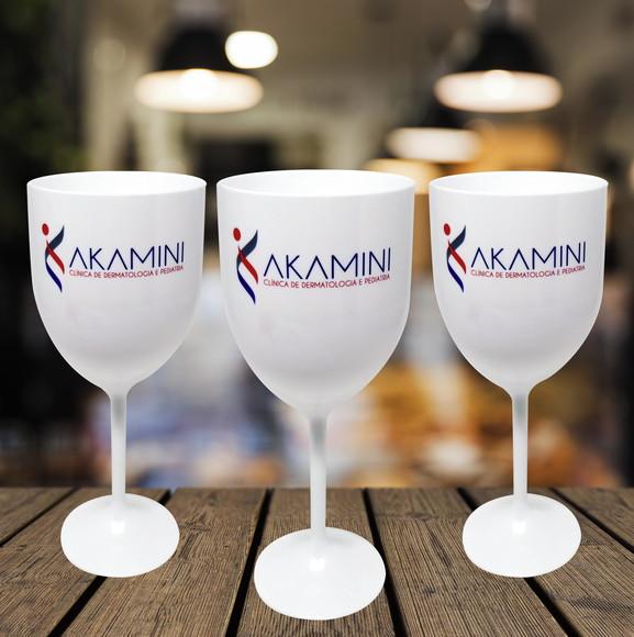 10 Taças Acrílico Branco Vinho Personalizado para Empresa
