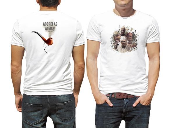 Camiseta Branca Santas Almas Preto Velho Umbanda Orixá