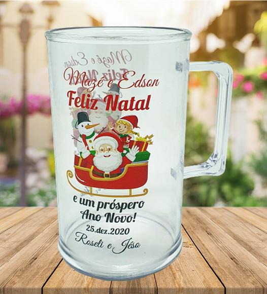 15 Canecas Acrílico Cerveja Trenó do Papai Noel no Natal