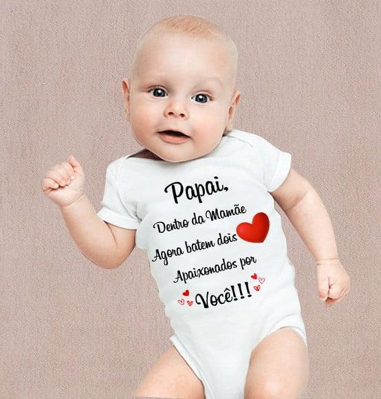 Body Baby Branco Personalizado - Surpresa para o Papai
