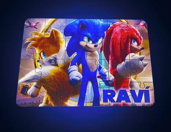 Quebra-cabeça mdf Personalizado Sonic, Tails e Knuckles