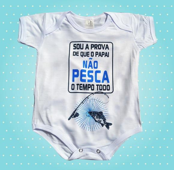 Body Baby Branco Personalizado Pescador, Pescaria, Pesqueiro