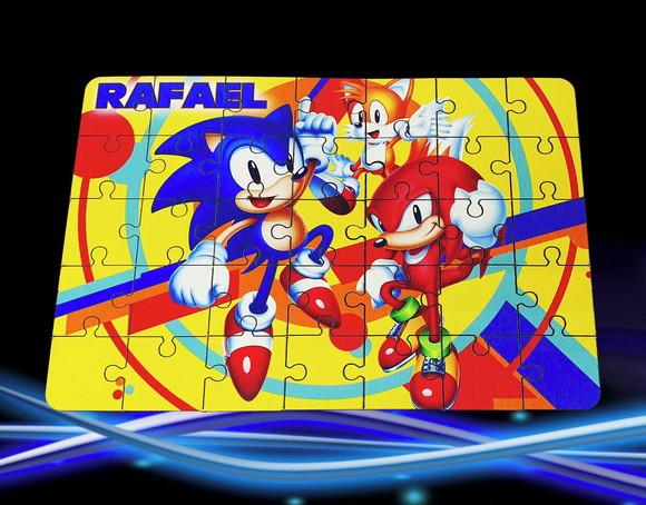 Quebra-cabeça mdf Mimo Sonic, Tails e Knuckles The Echidna