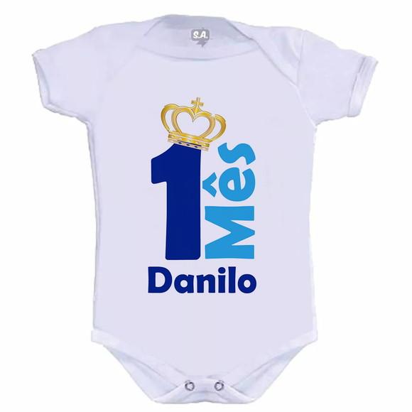 Body Baby Personalizado Mesversário 1 Mês (com Nome do Bebê)