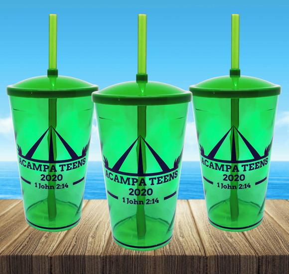 Copo Twister Verde Coloridos Acampamento Camping