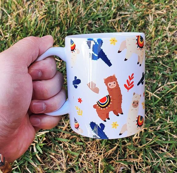 Caneca Branca Cerâmica Personalizado Estampa Lhama Peru
