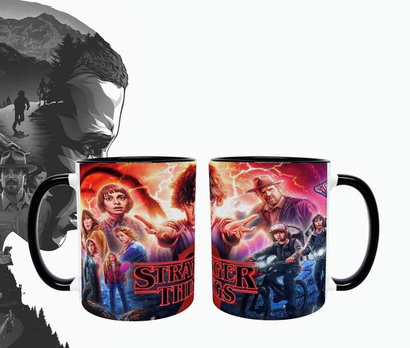 Caneca Preta Personalizado Seriado Stranger Things