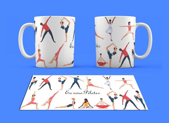 Caneca Branca Personalizada Exercícios Eu Amo Pilates