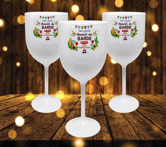 10 Taças Acrílico Branco Vinho Quentão Festa Junina Julina