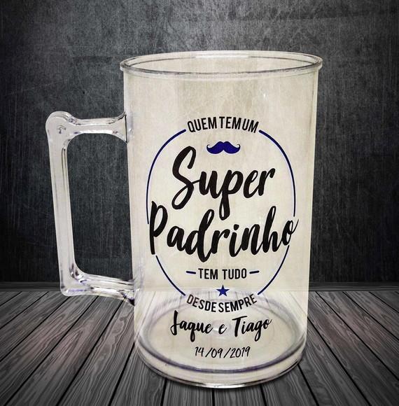 16 Canecas Acrílico Chopp Cerveja Super Padrinho Casamento