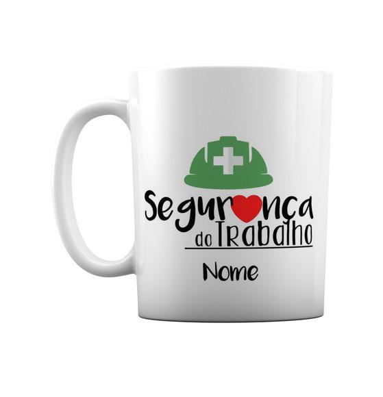 Caneca Branca Profissão Carreira Segurança do Trabalho