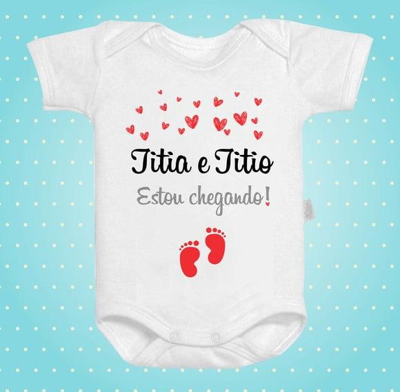 Body Baby Titia e Titio Estou Chegando Corações Amor