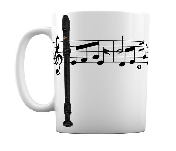 Caneca Instrumento Musical Flauta Doce Notas Musicais
