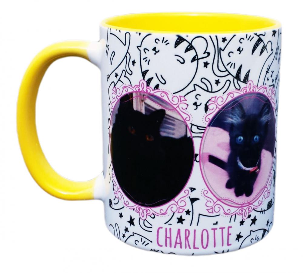 Caneca Amarela Personalizado de Gatos Felinos Puppy